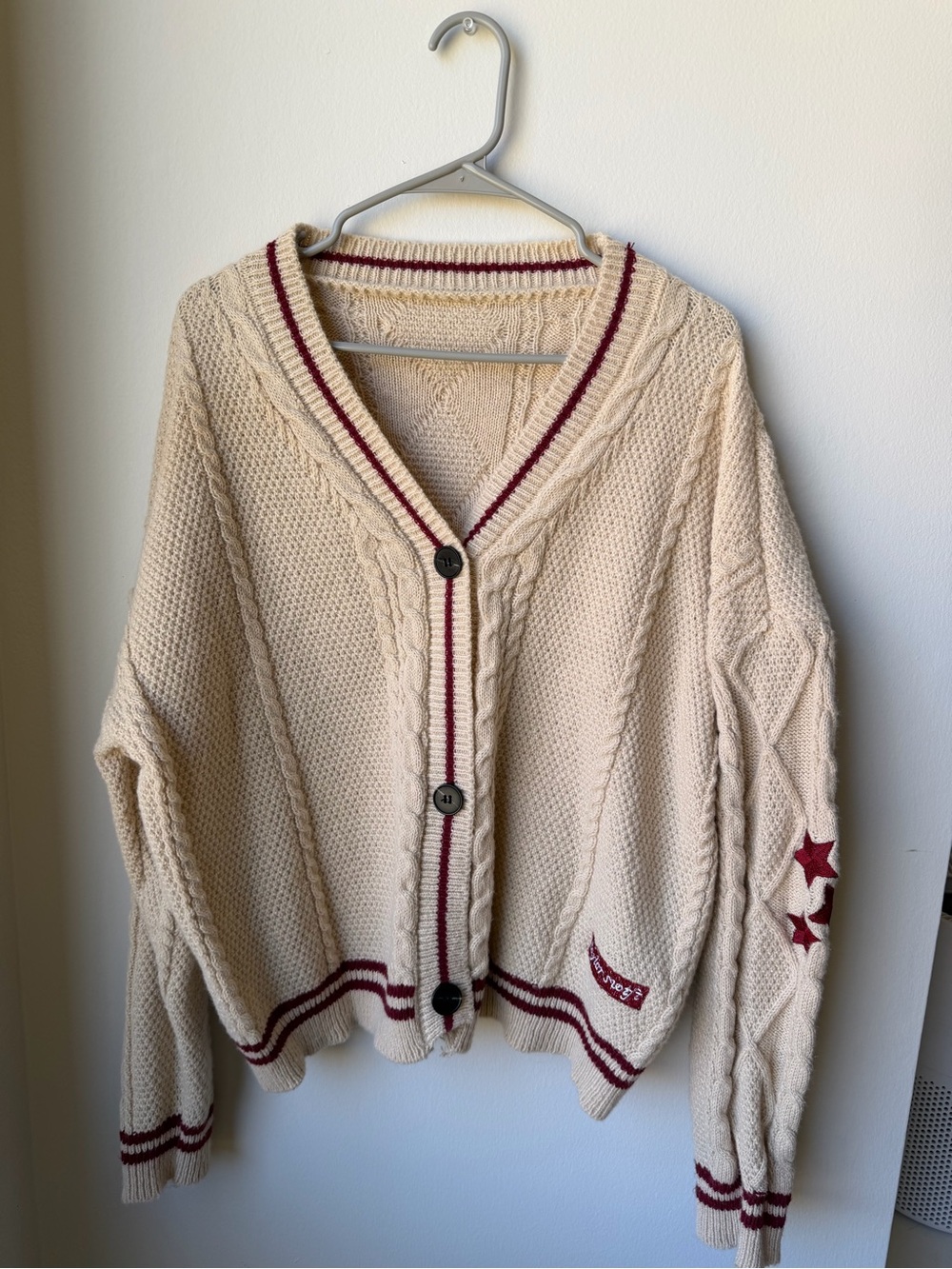 Cream/Red Cardigan